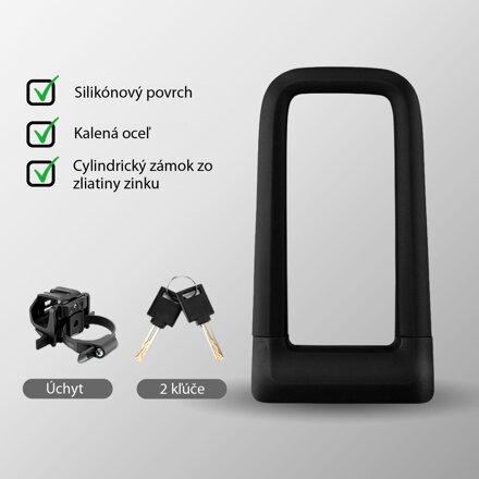 LONGUS Zámok SATINE 67x158mm U-lock + držiak čierny
