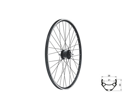 Zapletené koleso predné KLS DRAFT Dynamo V-brake, 24", black