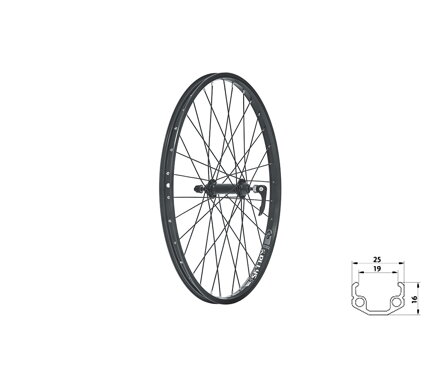 Zapletené koleso predné KLS WASPER V-brake F, 24", black