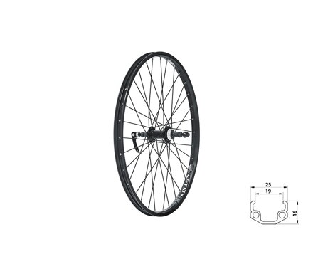 Zapletené koleso zadné KLS WASPER FREEWHEEL V-brakeR, 24", black