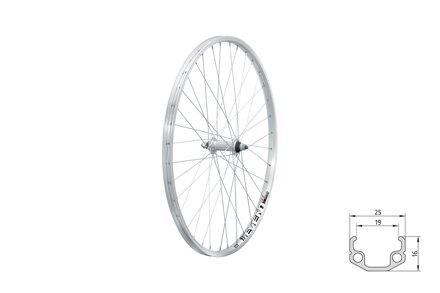 Zapletené koleso predné KLS EVENT V-brake F, 26", silver