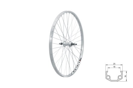 Zapletené koleso zadné KLS EVENT V-brake R, 26", silver