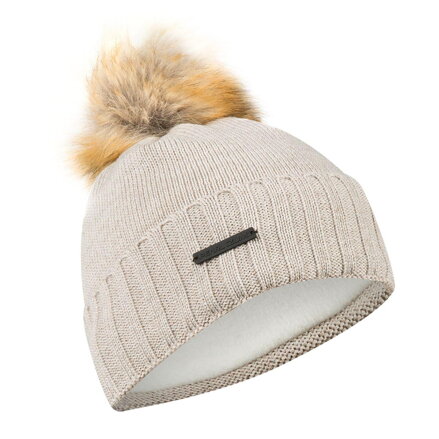 Čiapka dámska KNIT s brmbolcom béžová