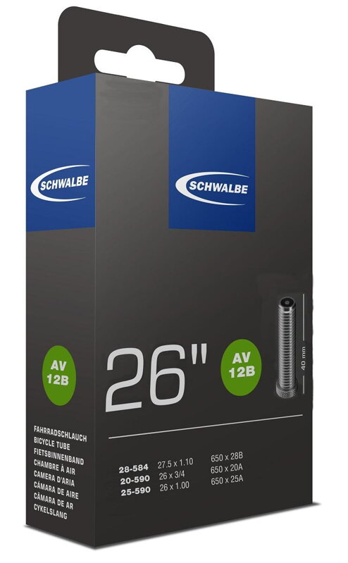 SCHWALBE Duša AV12B 26x7/8/1.00 (20/28-584/590) AV 40mm 90g SCHWALBE Duša AV12B 26x7/8/1.00 (20/28-584/590) AV 40mm 90g