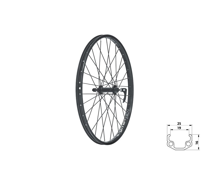 Zapletené koleso predné KLS WASPER V-brake F, 24", black Zapletené koleso predné KLS WASPER V-brake F, 24", black