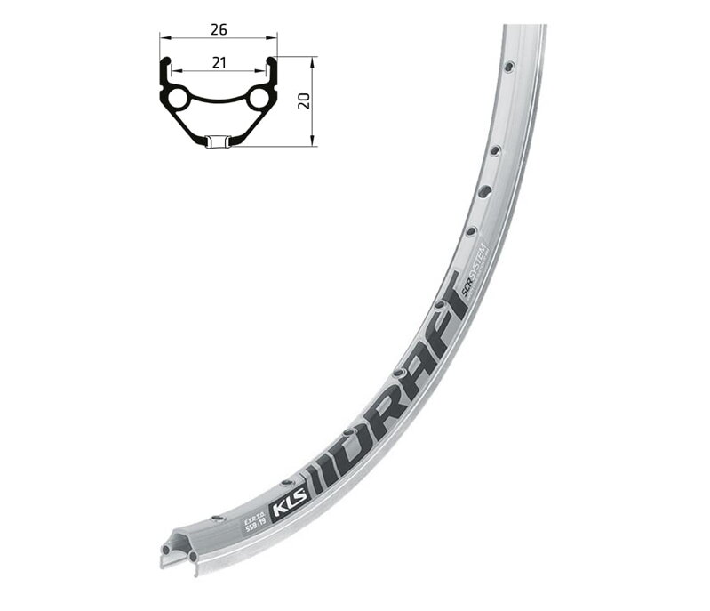 Ráfik KLS DRAFT brúsený, 32H, 1 Nit, AV, 26" silver Ráfik KLS DRAFT brúsený, 32H, 1 Nit, AV, 26" silver