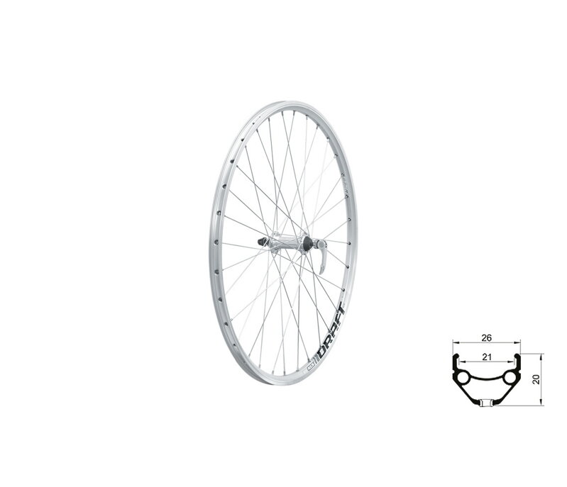 Zapletené koleso predné KLS DRAFT V-brake F, 26", silver Zapletené koleso predné KLS DRAFT V-brake F, 26", silver