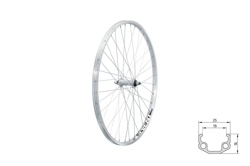 Zapletené koleso predné KLS EVENT V-brake F, 26", silver Zapletené koleso predné KLS EVENT V-brake F, 26", silver