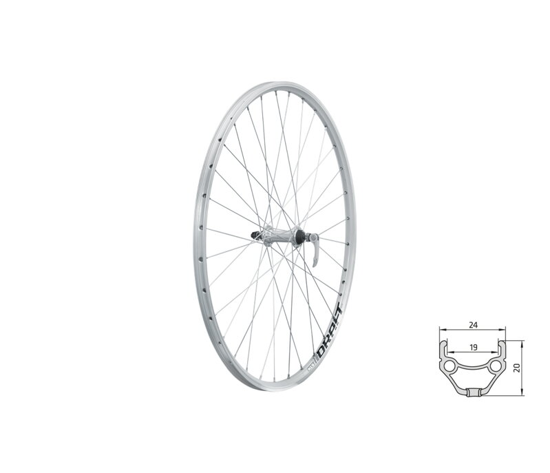 Zapletené koleso predné KLS DRAFT V-brake F, 28/29", silver 19mm Zapletené koleso predné KLS DRAFT V-brake F, 28/29", silver 19mm
